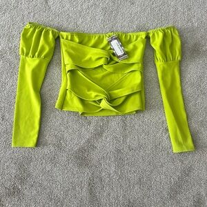 Boo Hoo Lime Green Off-Shoulder Top